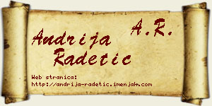 Andrija Radetić vizit kartica